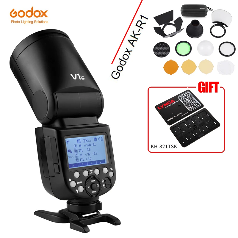 Godox V1 V1C V1N V1S вспышка для цифровой зеркальной камеры Canon Nikon sony камера TTL 1/8000 s HSS Литиевая Батарея Вспышка Speedlite - Цвет: V1 and AK-R1