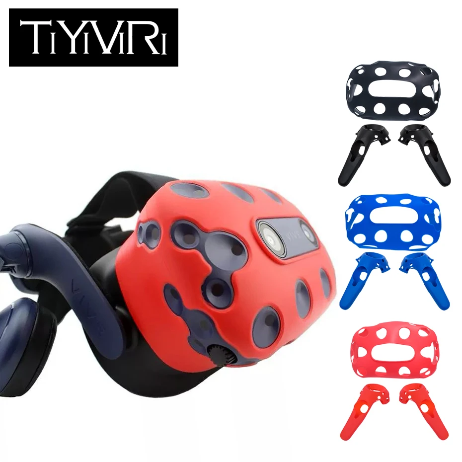 

For HTC Vive Pro Headset VR Silicone Case Cover VR Headset Anti-slip Wireless Control Gamepad Silicone Case Cover