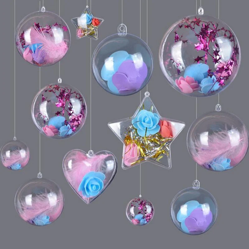 

10PCS Plastic Clear Christmas Balls Decorations Hanging Ball Bauble Candy Ornament Xmas Tree Outdoor Decor Merry Christmas Gifts