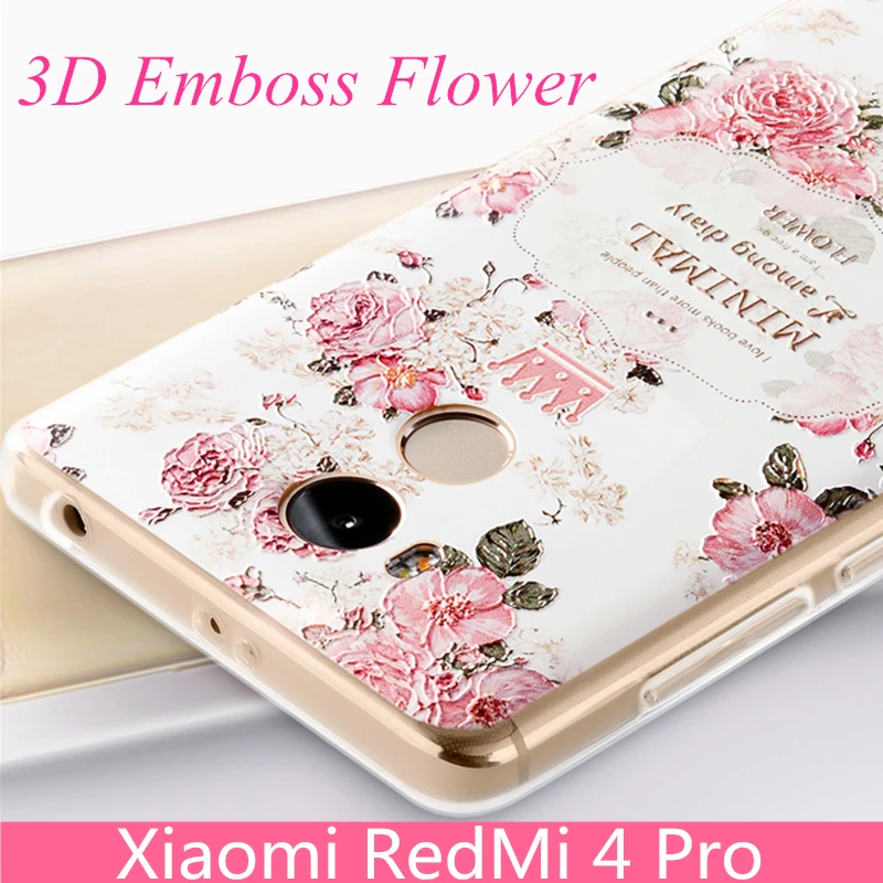 

WeiFaJK Silicone Case For Xiaomi Redmi Note 4 Pro Cases 3D Relief Rose Flower Case For Xiaomi Redmi 4 Pro Soft TPU Back Cover