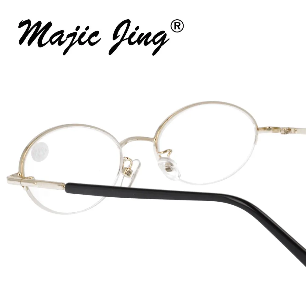 Magic Jing металлические очки для чтения, очки для пресбиопии, полуободок для мужчин и женщин, добавить:+ 100~+ 400 818