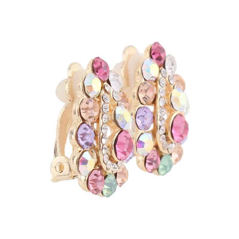 Grace Jun Multicolor Rhinestone Crystal Water Drop Shape Clip on Earrings Without Piercing for Girls Ear Clip ear clip earrings clip earrings ear clip
