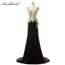 Сексуальная Иллюзия сзади королевский синий Русалка платья для выпускного вечера Мода Кристалл Золото Вышивка длинное вечернее платье vestido de festa YD003