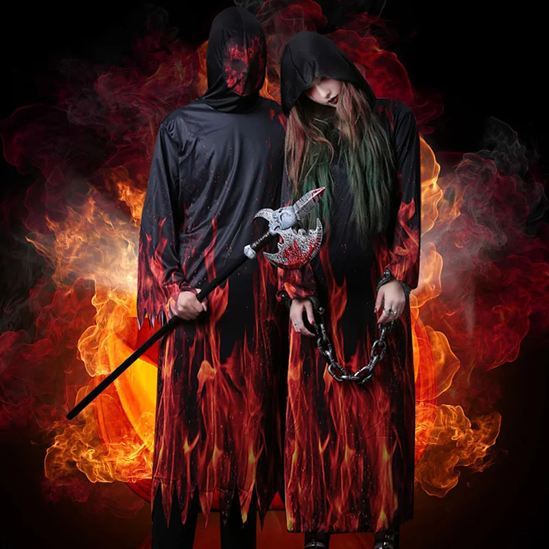 

Halloween cosplay costumes cosplay costumes for men and women stage horror adult costumes as vampire flame robes