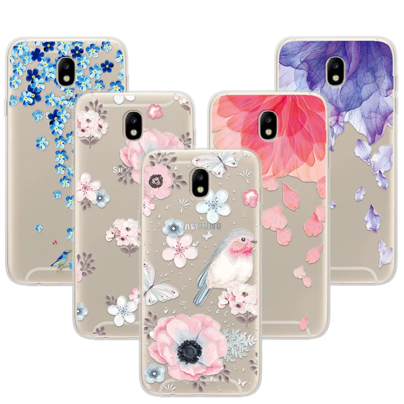 

3D Art Print Case Coque For Samsung Galaxy J7 2017 J730F J730 Flower Lace Relief Soft TPU Phone Cases Cover For Samsung J7 2017