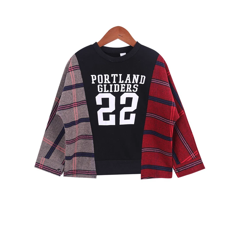 

Kids Girl Sweatshirt Teenage Girls Clothing 2019 New Long Sleeve Plaid and Letter Print Hoodies 8 10 12 14 years