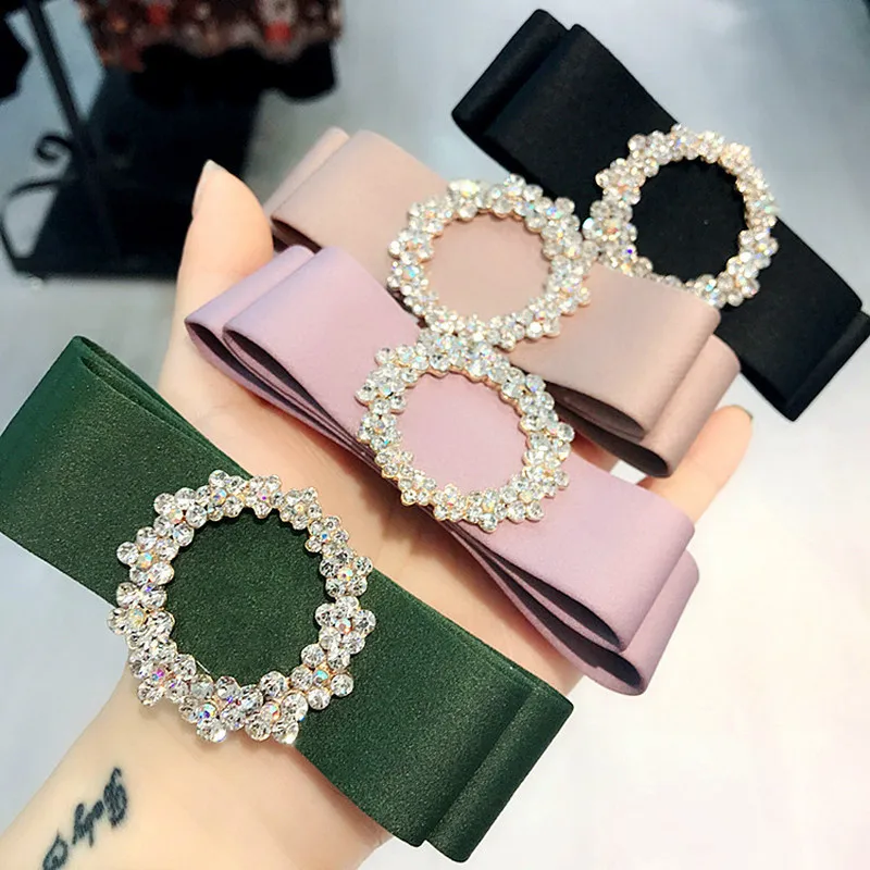 

2019 New Women Fashion Hair Clips Fabric Flowers Bow Tie Barrette Rhinestone Hair Accessories for Girl Big Spring Clips Headwear