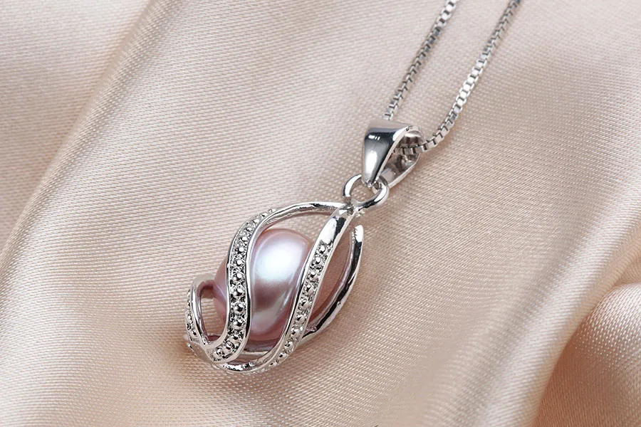 Натуральный пресноводный жемчуг подвеска в клетку для женщин серебро 925 ювелирные изделия белое жемчужное ожерелье с 45 Чиан