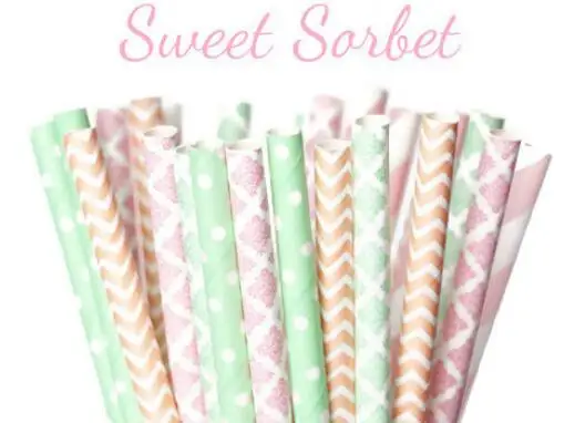 

[PS001] Easter SWEET SORBET Multipack, Chevron, Dots, Vintage, 25 Straws, Pastel, Easter, Mint, Peach and Pink,Baby Shower