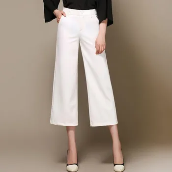 

2018 new women's wide leg pants high waist stretch large size pants ol capris