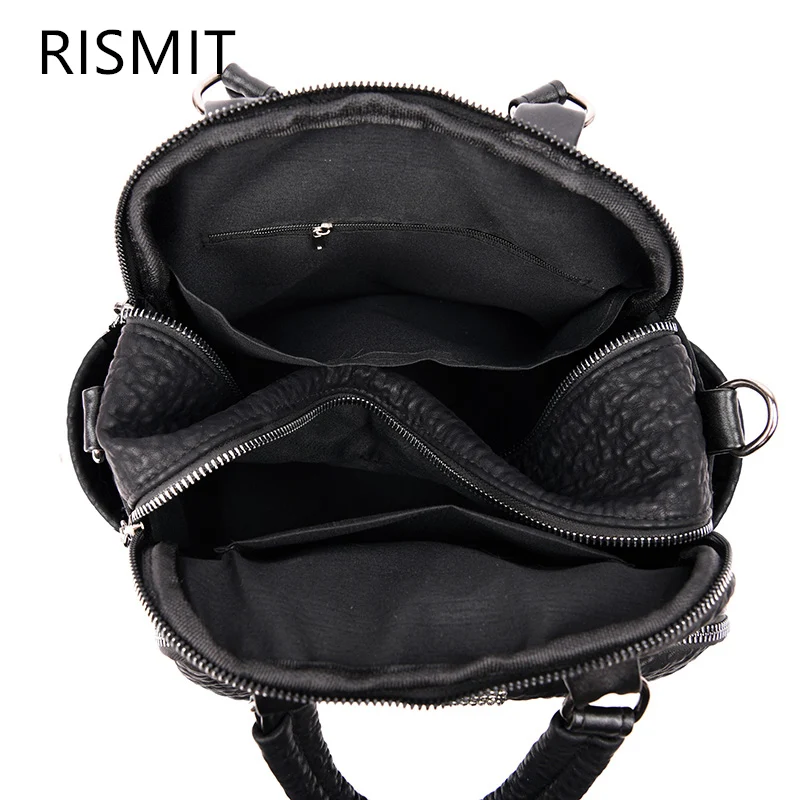 Mochilas Новое поступление Rismit 2019 Nueva Mochila De Cuero Pu Para Mujer Escolar Informal Chica Adolescente multifunciãn Gran