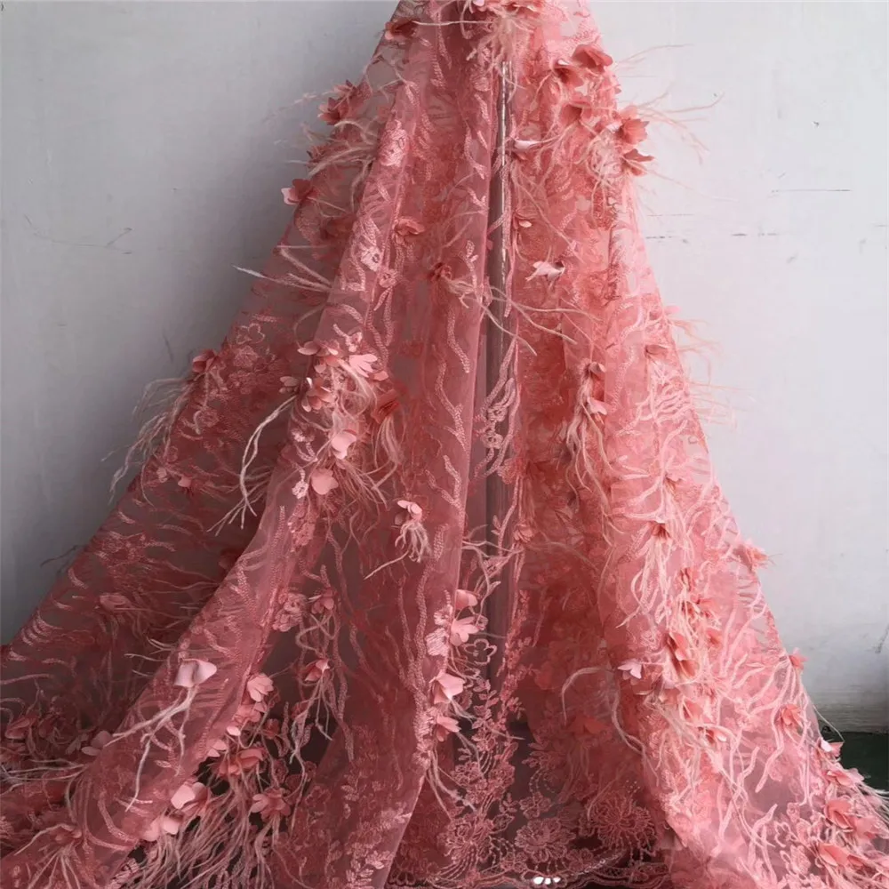 

2018 Latest African 3D Flowers Lace Fabric with high quality Pretty French mesh Lace Embroidery lace Fabric HX58-1