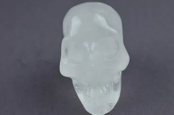 

6688012++++White Natural Quartz Crystal Hand Carved Skull Realistic Healing SK3