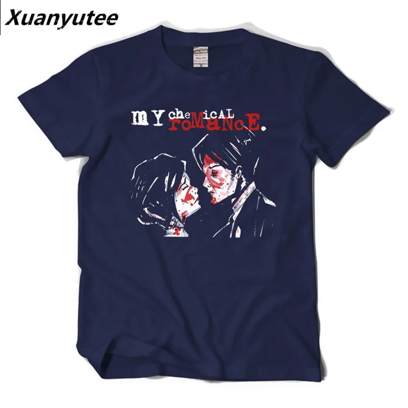 

Xuanyutee MY Chemical Romance Punk Rock T-shirt Men DIY Customized Print MCR Lovers Tee Shirt Homme EU Size Casaul Fit Drop Ship