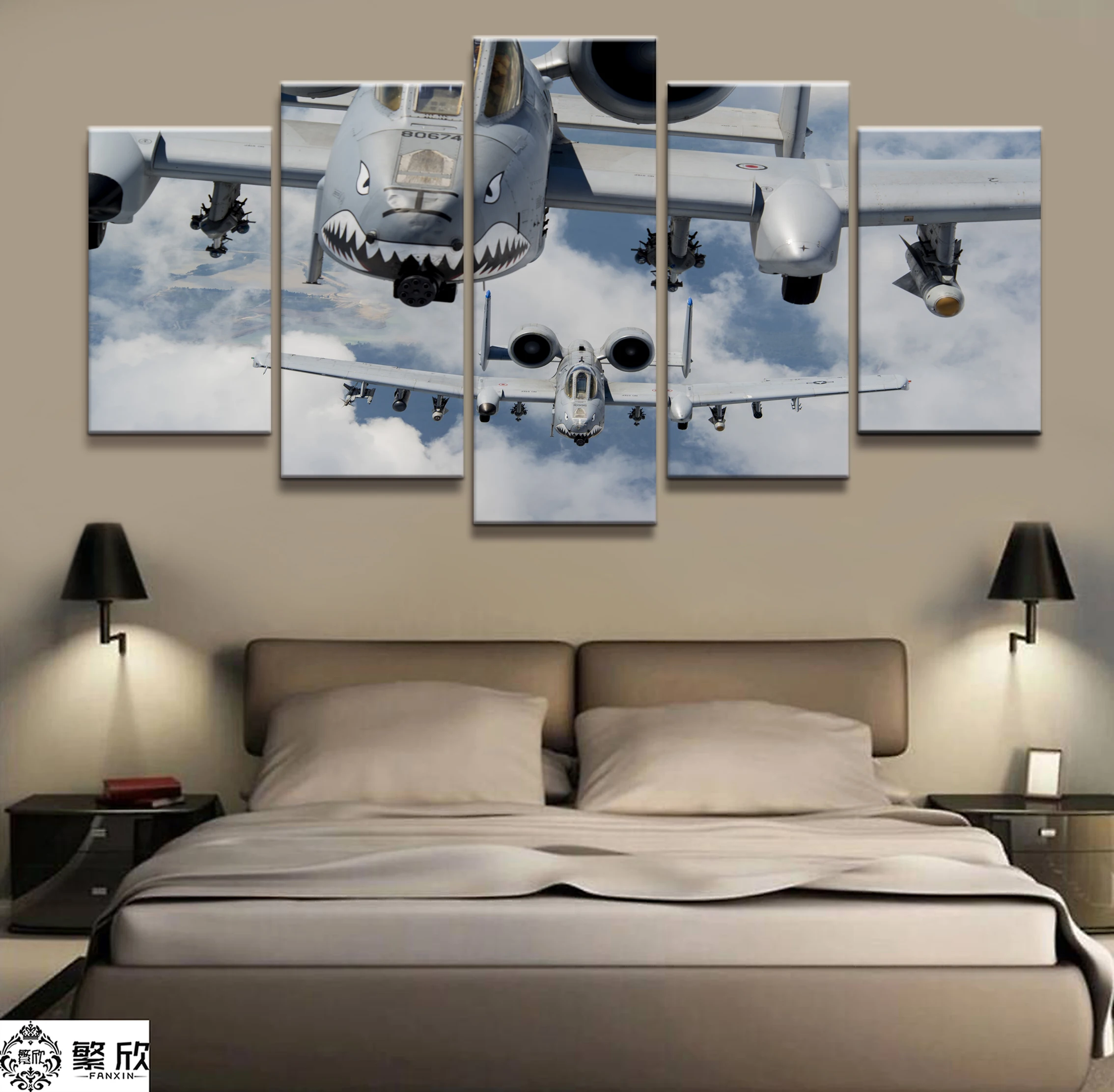 

Home Decor Modular Canvas Picture 5 Piece Fighter Military Weapons Painting Art Poster Wall For Home Canvas Painting Wholesale