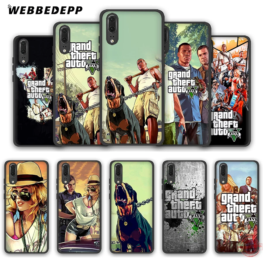 WEBBEDEPP Grand Theft Auto GTA V Мягкий чехол для Huawei P8 P9 P10 P20 P30 Lite Pro 2017 P Smart Y6 Y7 Prime 2018 Y9 2019 |