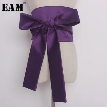 

[EAM] 2020 Fashion Tide Autumn New Black Wide Wide Belt Waist Decoration Bow Belt Adjustable All-match Temperament S599