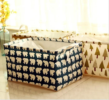 

Free Shipping! Large Capacity Storage Basket Rectangle Shape Storage Case Snacks Shopping basket Cotton+Linen Storage Bag