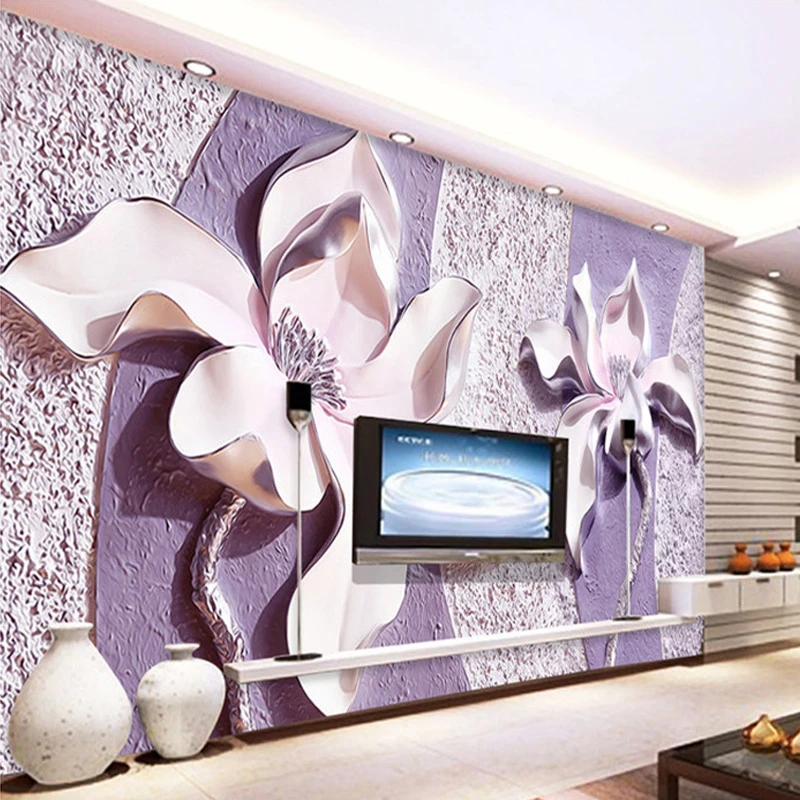 Custom 3d Wallpaper Modern Embossed Flowers Wall Murals Wall Paper Living Room Tv Backdrop Wall Cloth Home Decor Wall Coverings Cover Covers Cover Wallwall Covering Paper Aliexpress