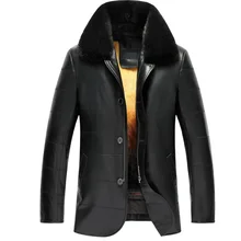 Мужской зимний мех норки с подкладкой пальто Роскошная натуральная меховая шуба для мужчин мужское пальто из овчины съемный пуховик с меховым воротником на заказ(TJ11