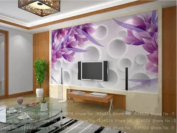 

Landscape purple flower 3d mural marble wallpaper fresco papel de parede tapete infantil background homedecoration wallcovering