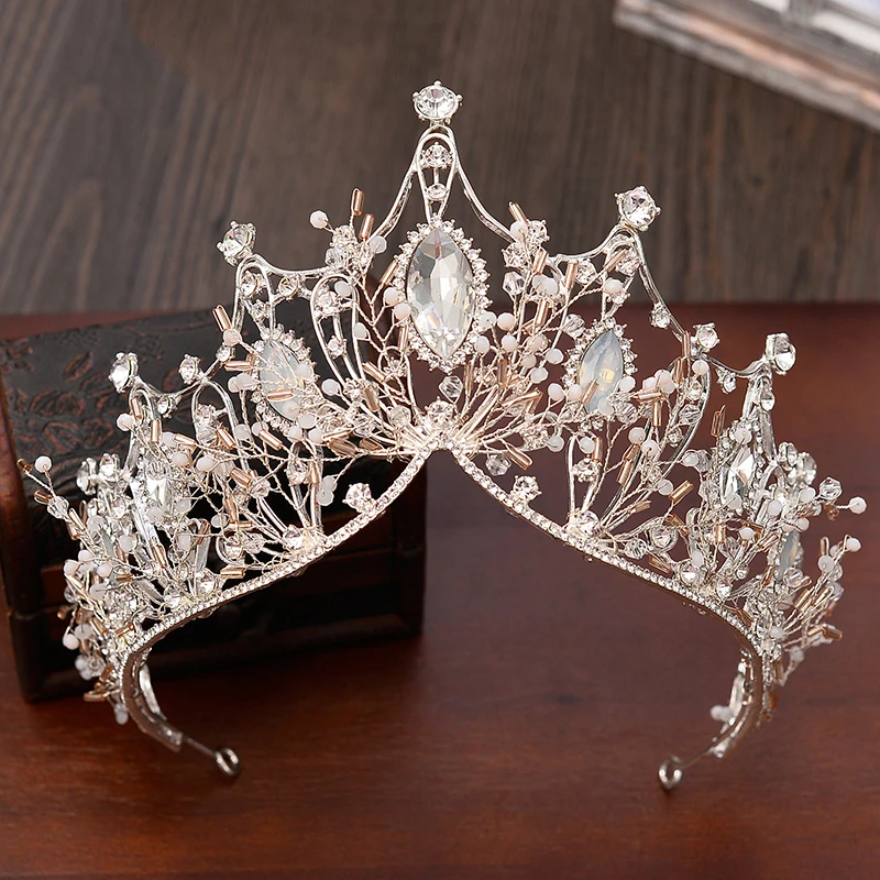 Head Piece Large Crystal Tiara Wedding Hair Jewelry Handmade Bride Crown 2018 Bridal Princess