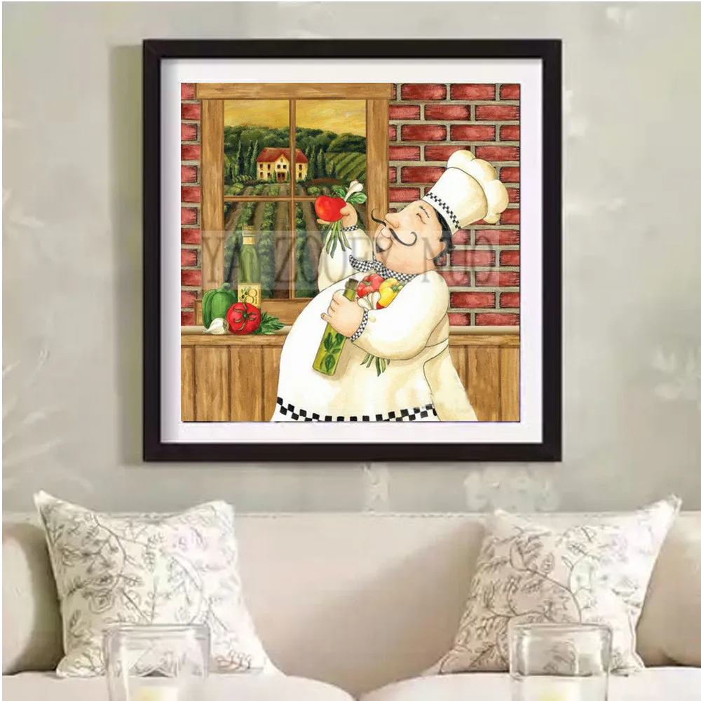 

YA ZOOEY NUO Diamond Embroidery chef 5D DIY Diamond Painting Diamond Painting Rhinestone Cross Stitch Decoration H1703