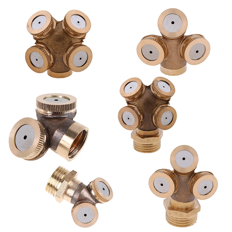 

WHISM 2/3/4 Hole Brass Water Sprayer Nozzles Agricultural Mist Spray Nozzle Garden Sprinkler Lawn Misting Watering Irrigation