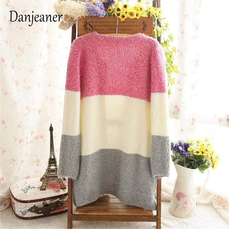 Danjeaner Autumn Winter Mohair Long Cardigans Women Round Neck Long Sleeve Casual Knitting Sweaters Fashion Knitwear Jumper Pull