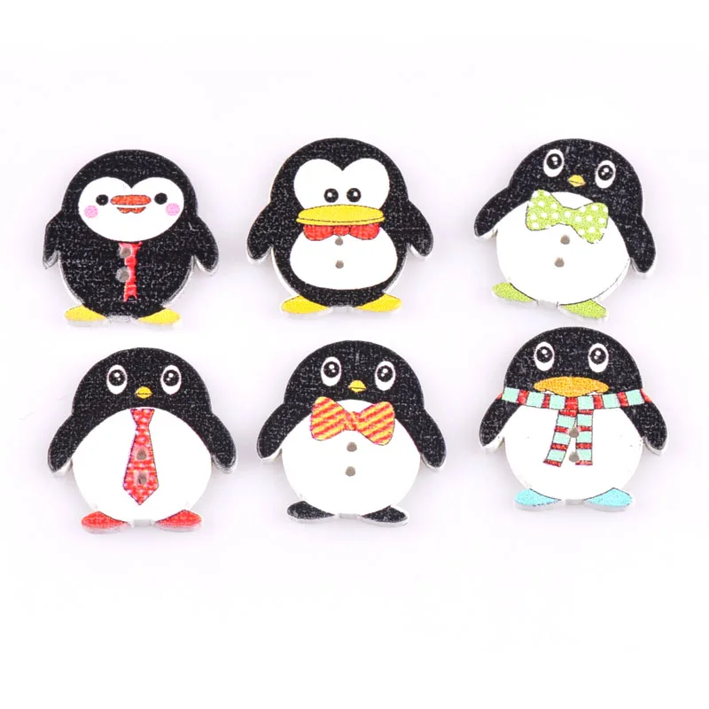 

Penguin Shape Wooden Decorative Flatback Buttons Scrapbooking Craft DIY Button 25pcs Sew Apparel Accessories Mixed Color M1680