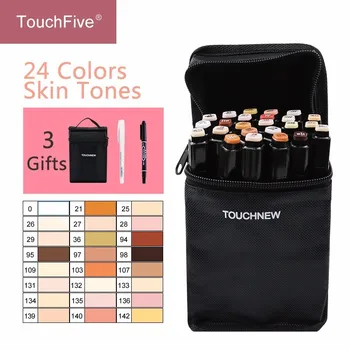 

Touchfive 12/24Colors Skin Tones Set Alcohol-based ink Sketch Marker pens for Artist Portrait Illustration Drawing Art Supplies