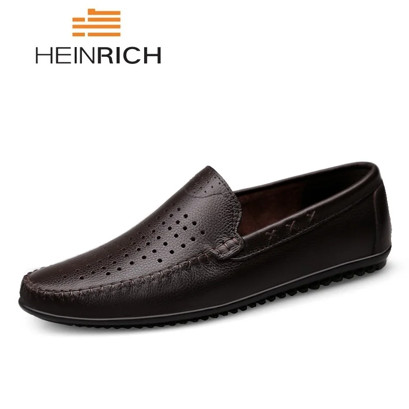 

HEINRICH Men Summer Breathable Leather Loafers Shoes Luxury Brand Comfortable Male Footwear Work Oxford Shoes Calzado Hombre