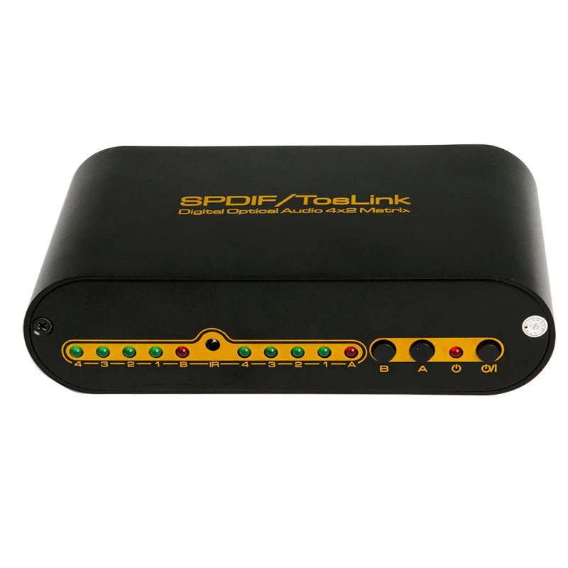 

SPDIF TOSLINK Digital Optical Audio True Matrix 4x2 Switch Switcher Splitter 4 In 2 Out Video Converter Remote Control 02