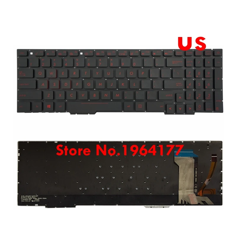 Черный устройство с клавиатурой US для Asus FX53VD FX53VW FX753VD FX753VE с подсветкой