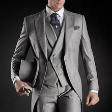 Классический дизайн, костюмы для жениха, мужские костюмы для свадьбы, блейзер для выпускного вечера(пиджак+ брюки+ жилет+ галстук), NO: 243