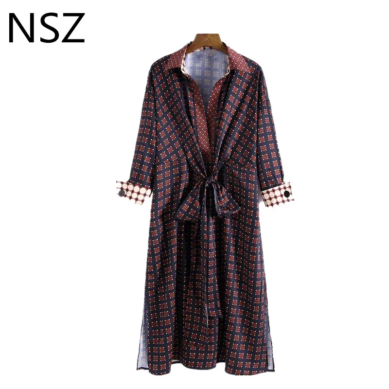 

Women Geometric Print Patchwork Elegant Dress Half Sleeve Bow Tie Sashes Vintage Dress Female Dress Femme Chic Vestido