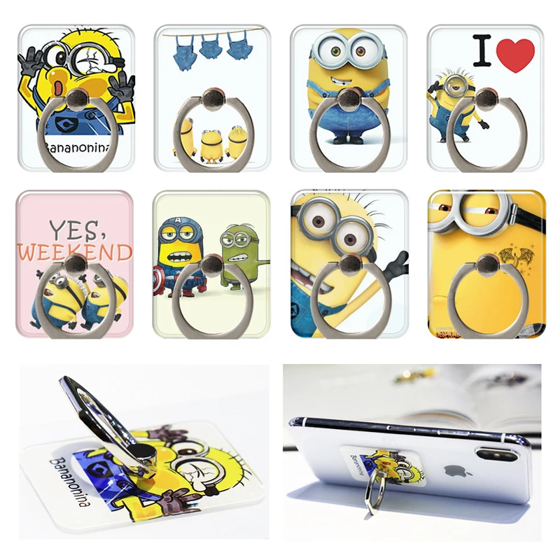 

Cute Cartoon Minions Finger Ring Phone Holder Universal Stand For Iphone X XR 6 7 Samsung Galaxy S9 Xiaomi Mi8 Tablet Bracket