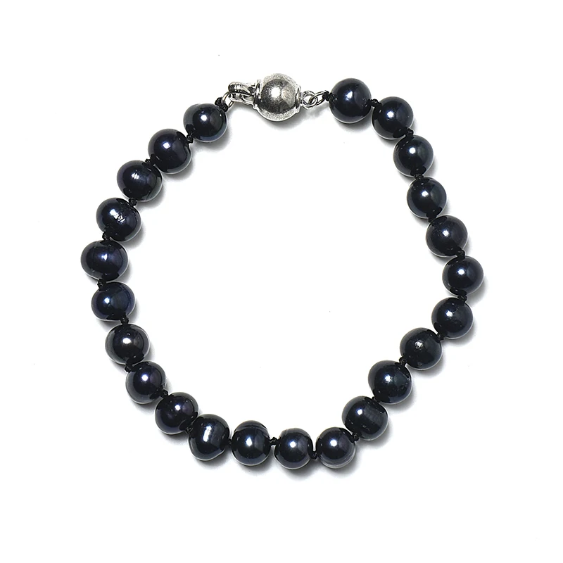 

Size for 7-8mm Long chain Beautiful Atmospheric Black color and shiny Customized for Natural Pearl Bracelets