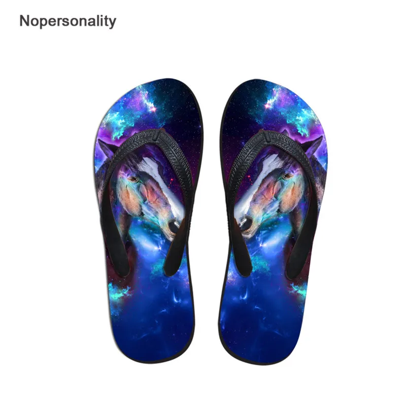 CC3209AB Nopersonality/мужские тапочки с 3D принтом галактики и животными; ; повседневные Вьетнамки для взрослых; удобная домашняя обувь на нескользящей подошве - Цвет: CC3209AB