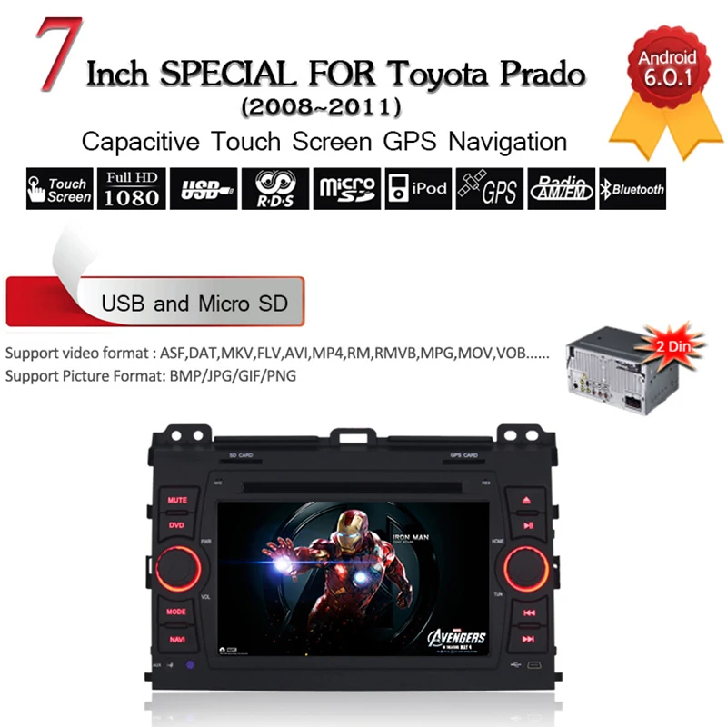 Flash Deal New 7" Quad Core Car Stereo Radio GPS Navigation Android 8.1 Audio For Toyota Prado GPS Capacitive Touch Screen Radio With Maps 2
