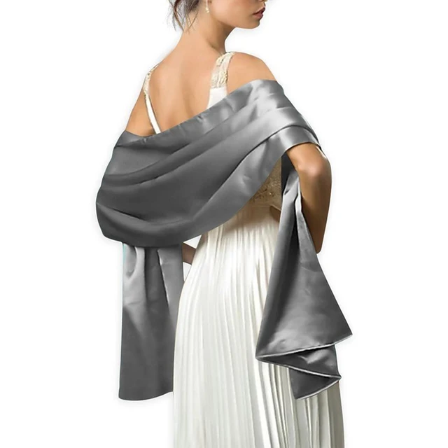 Elegant Women Satin Wrap Shawl Evening Party Bridal Wedding Elegant Women Satin Wrap Shawl Evening Party Bridal Wedding 2 Size Available Free