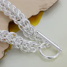 Браслет 925 серебряный браслет 925 Серебряный Модный Ювелирный Браслет круглая цепочка ювелирные изделия оптом kuhd LH016