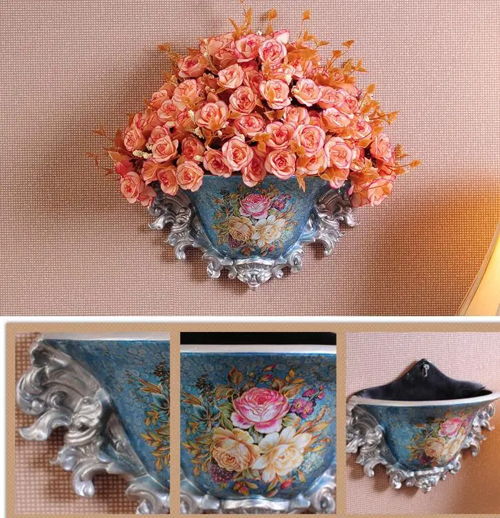Американские ретро настенные подвесные вазы, фреска из смолы, креативное поддельное украшение цветочный горшок для дома, гостиной, стены, свадебные украшения