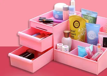 

1PC Multi-grid plastic box desktop storage box cosmetic case remote control holder objects Container makeup organizer OK 0219