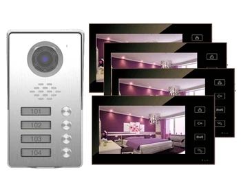 

XinSiLu Top Quality TFT LCD Color 7"Video Door Phone Doorbell IR Intercom Home Security Video System HD Camera For 4-Apartments