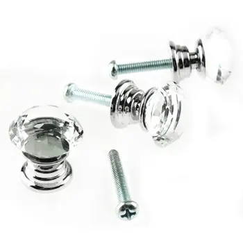 

High Quality 10 Pcs 20mm Crystal Glass Clear Cabinet Knob Drawer Pull Handle Kitchen Door Wardrobe Hardware
