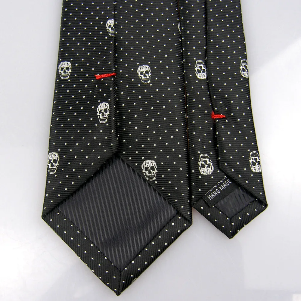 LAMMULIN Галстуки мужской костюм черные с серебряные, в точку череп головы шаблон Хэллоуин жаккард галстук микрофибра тонкий галстук 7 см Gravata