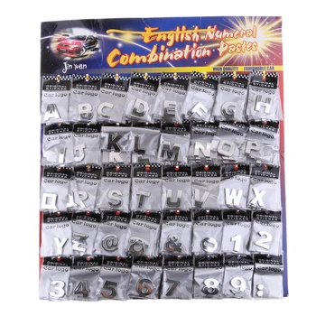 

200 Pcs Chrome Car Emblem Sticker Alphabet Letter Number Symbol Decal Emblem A-Z 0-9 Sticker Rear Tail Badge Auto Decoration
