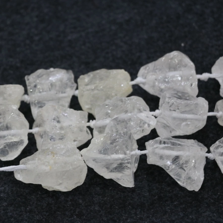 

15.5'' Rough Cut Nugget Necklace Beads, 15-20x15-20mm, Raw White Gems Stone Large Rock Raw Crystal Quartz Women Beads, Necklace