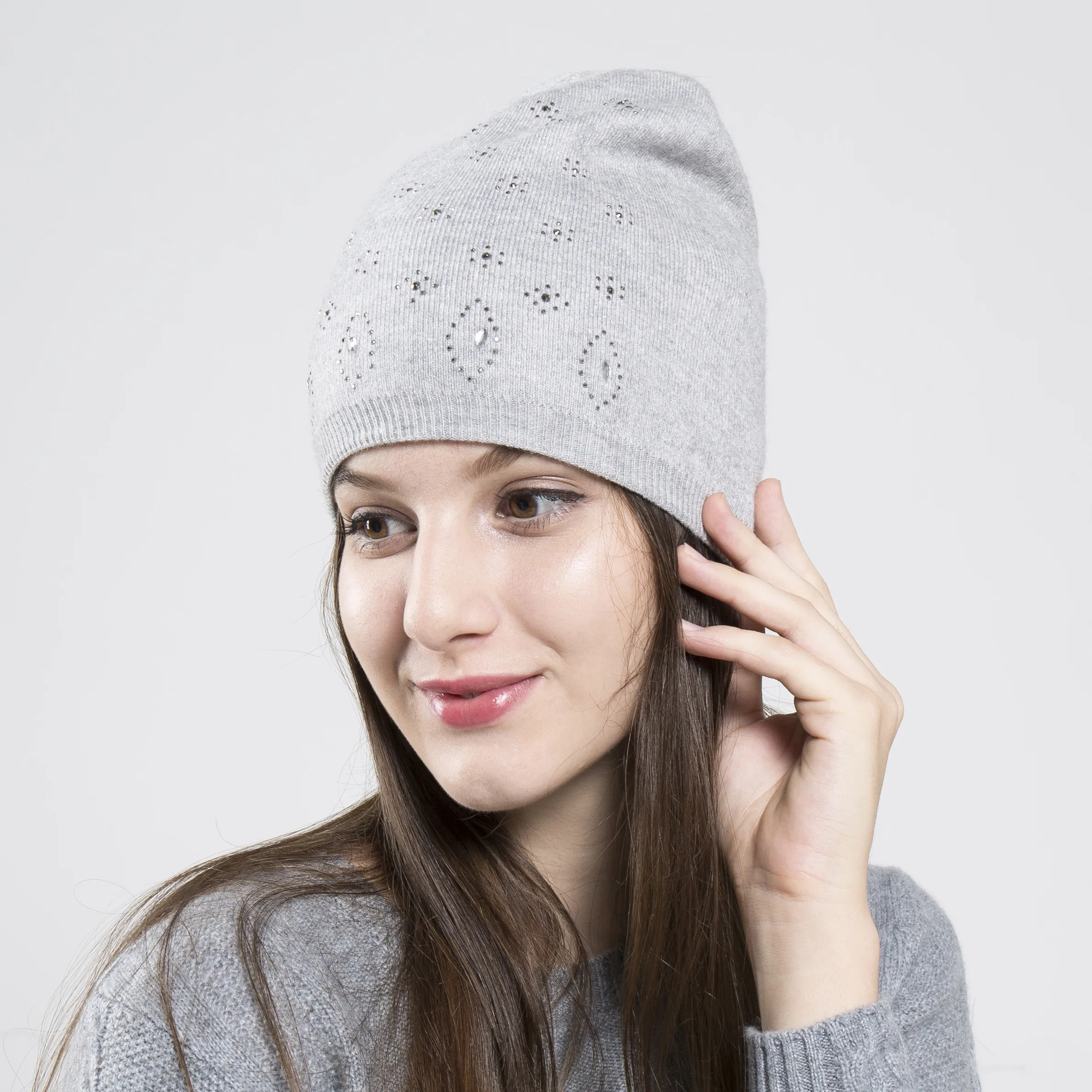 COKK шерстяные зимние шапки бини для женщин Skullies Beanies Hat для женщин Стразы цветок вязаная шапка для девочек чулок шапка женский чепчик